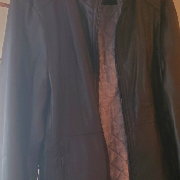 Calvin Klien Genuine Leather Thinsulate Lined Leather Bomber (Black)  Size M - Picture 4 of 5